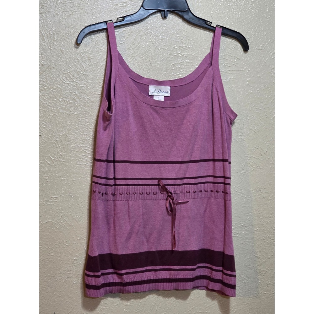 J Marco Womens Knit Tank Top‎ Size S Pink Purple Drawstring Silk Blend baby doll